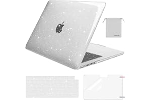 MOSISO Compatible with MacBook Air 13 inch Case 2025 2024 2023 2022 M4 A3240 M3 A3113 M2 A2681, Sparkly Glitter Hard Shell&Ke