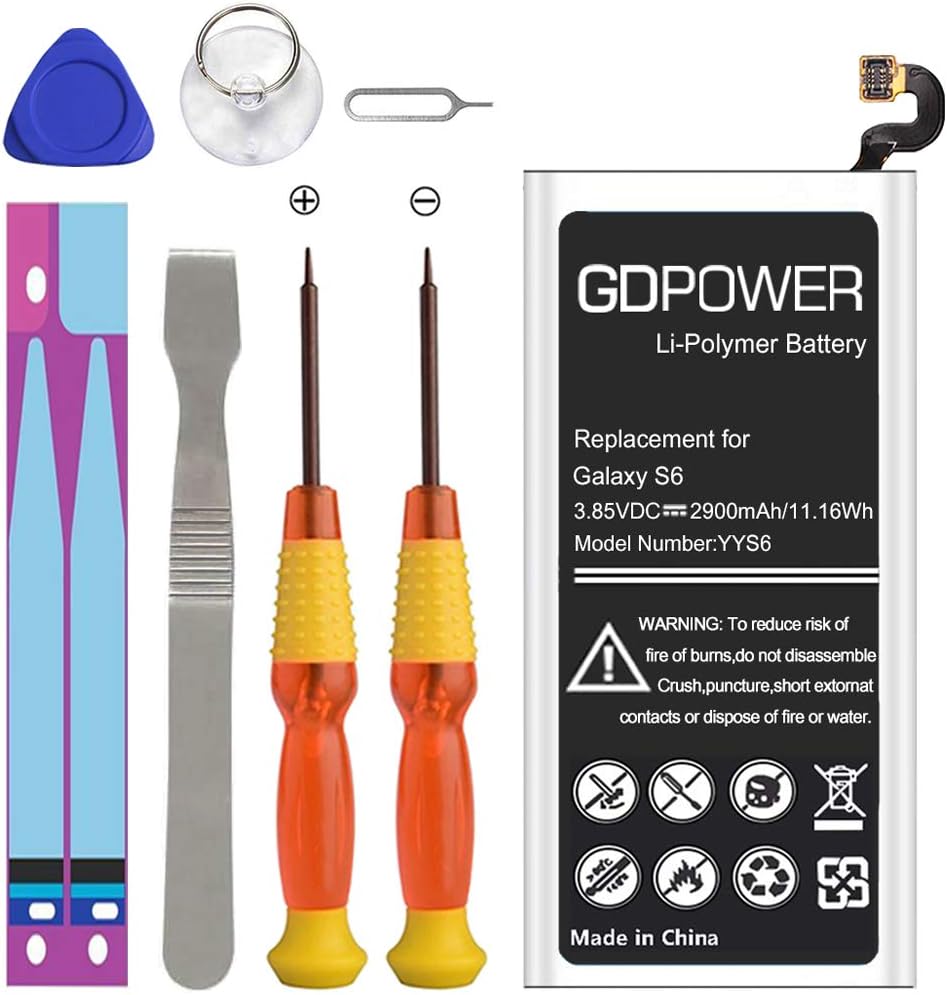 Galaxy S6 Battery, GDPower 2900mAh High Capacity 0 Cycle Battery EB-BG920ABE Replacement for Samsung Galaxy S6 G920 G920V G920A G920T G920P G920F with Complete Tool Kits: Home Audio & Theater
