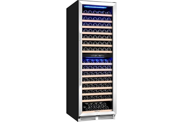 BODEGA Wine Cooler Refrigerator 24 Inch, 174 Bottle Dual Zone Wine Fridge with Double-Layer Tempered Glass Door and Temperature Memory Function,Built-in or Freestanding