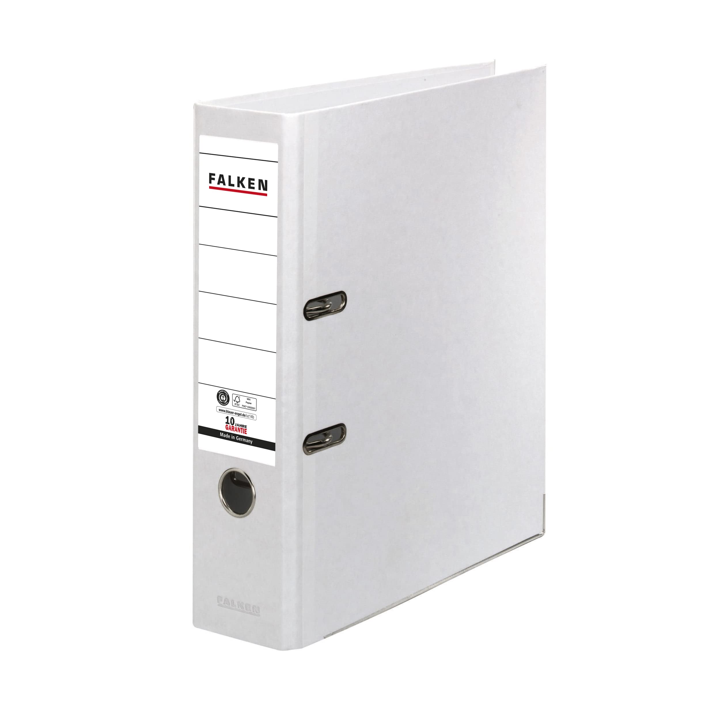 Original Falken Recycolor environmental folder Öko. Made in Germany. Coloured paper cover outside 8 cm wide DIN A4 white ring binder file folder letter file office file cardboard file CO2 neutral Blue Angel — image 1