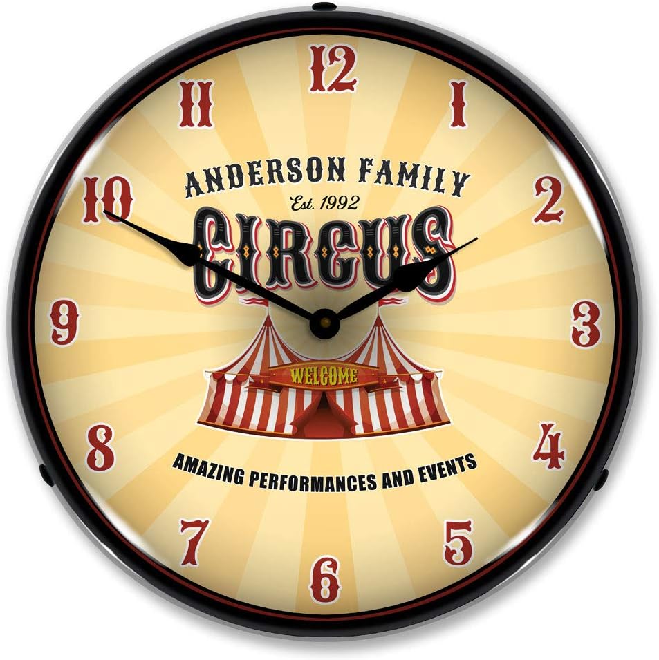 Personalized Custom Circus LED Lighted Wall Clock Home