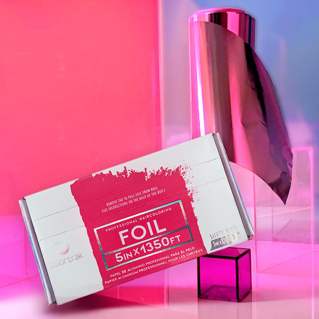 Colortrak Professional Highlighting Foil Roll, Integrated Blade on Box For Precision Length Cuts, Economical Roll Eliminates Waste, Silver, Roll Measures 5 inches x 1350 feet