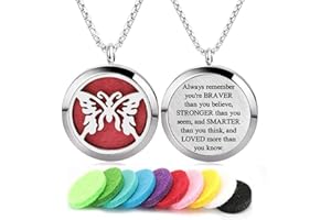 Aromatherapy Essential Oil Diffuser Necklace Butterfly Pattern Stainless Steel Locket Pendant