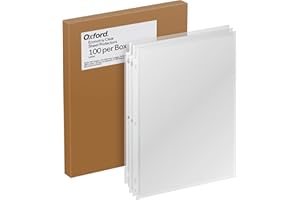 Oxford Sheet Protectors, Clear Finish, Top Load, Letter Size Plastic Sleeves, Reinforced 3 Hole Punch for Binders, Sheets for 3 Ring Binder, 100 per Box (33267)