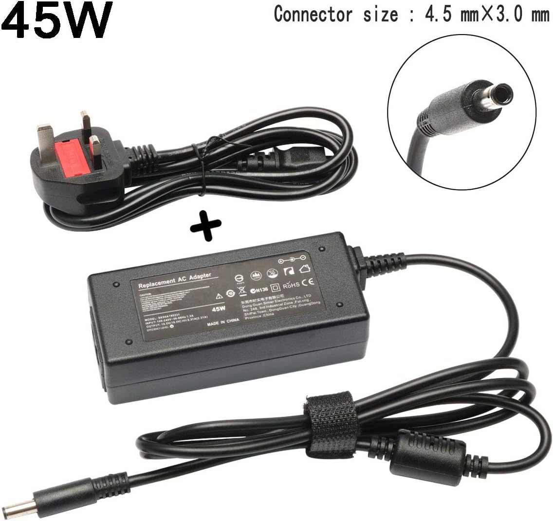 45W Laptop Charger Compatible with Dell inspiron 11 13 14 15 17 3000 5000 7000 3505 3502 3585 3593 5567 5378 7373 Vostro 15 14 13 5000 3000 5401 5568 LA45NM140 HA45NM140 Power Supply Adapter