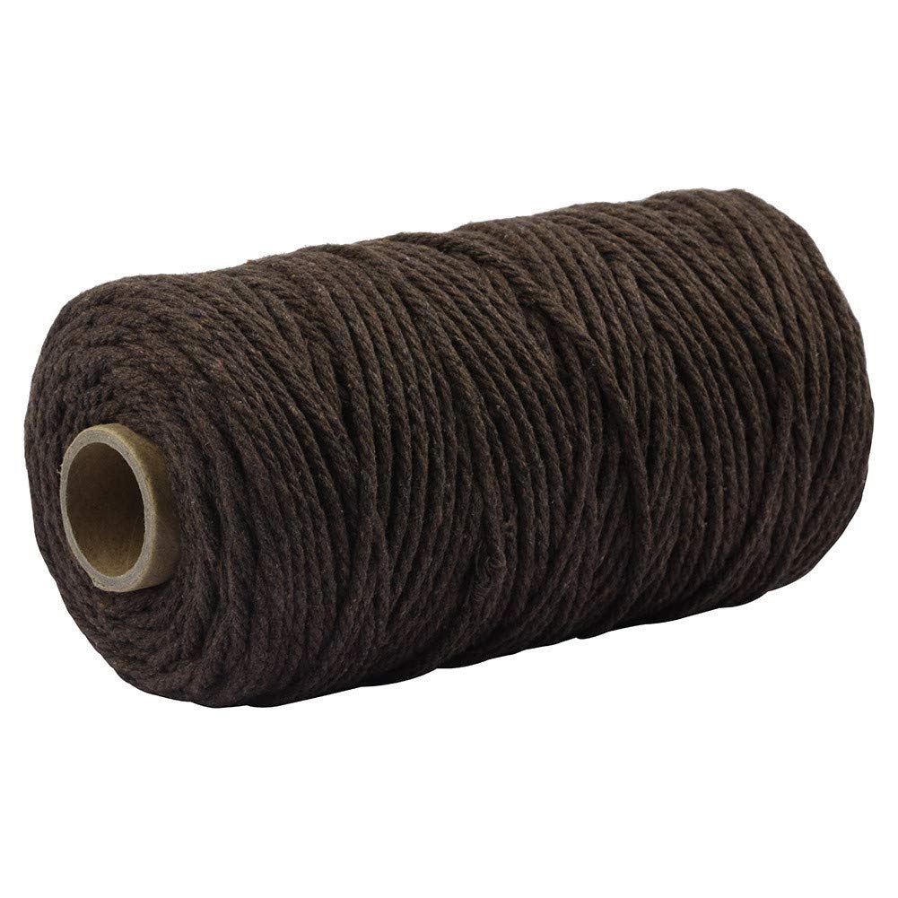 3mmx100m Macrame Cotton Cord 4 Strand Twisted Twine Strings Rope for Wrapping Plant Hanger Knitting Tapestry DIY Home Craft (Chocolate)