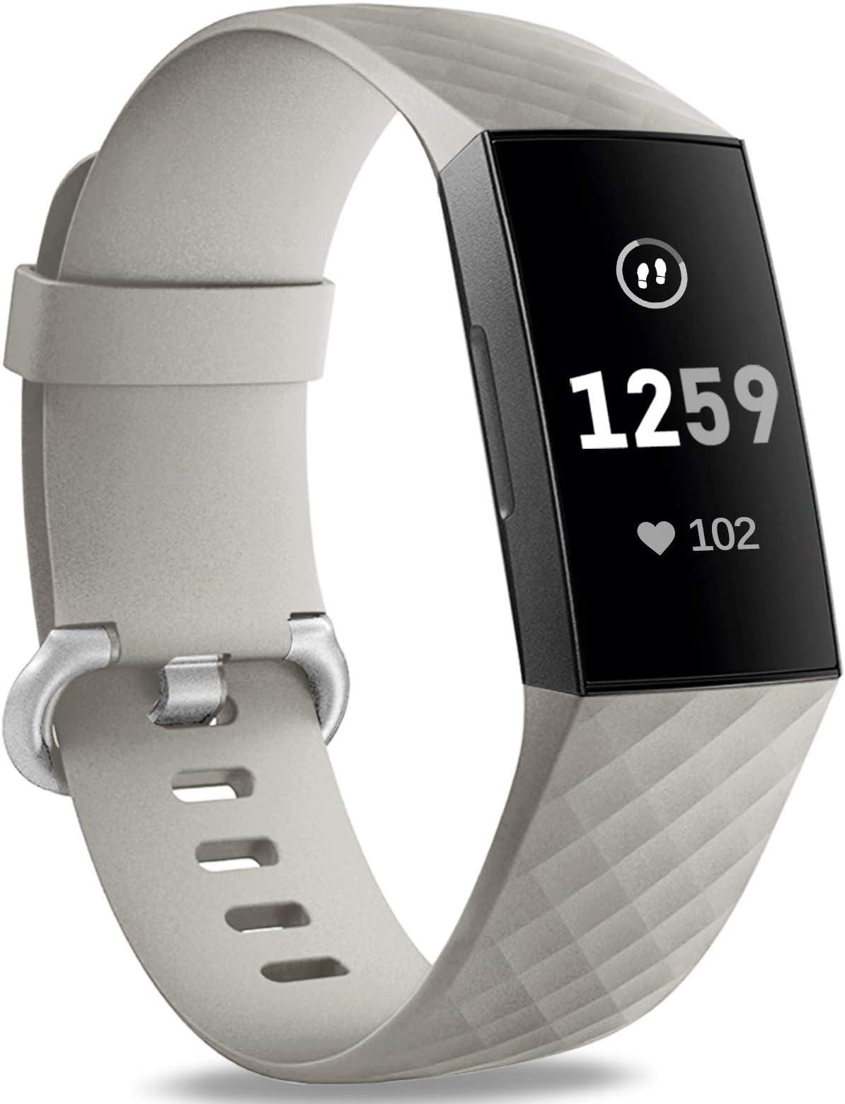 Hamile Bands Compatible with Fitbit Charge 4 / Fitbit Charge 3 / Fitbit Charge 3 SE, Waterproof Replacement Watch Strap Fitness Sport Band Wristband for Women Men, Large, Slate Gray