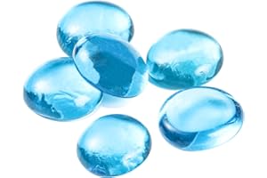 COSIEST Fire Glass 10-Pound Oblate for Fireplace Fire Pit, Temperature Rating Glass (Aqua Blue)