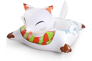 Dailyart 52" Snow Tube for Sledding Heavy Duty Large Fox Inflatable Snow Sled for Kids and Adults with Handles Blow Up Snow Tubes for Outdoor Sledding, Make of Double-Layers Bottom