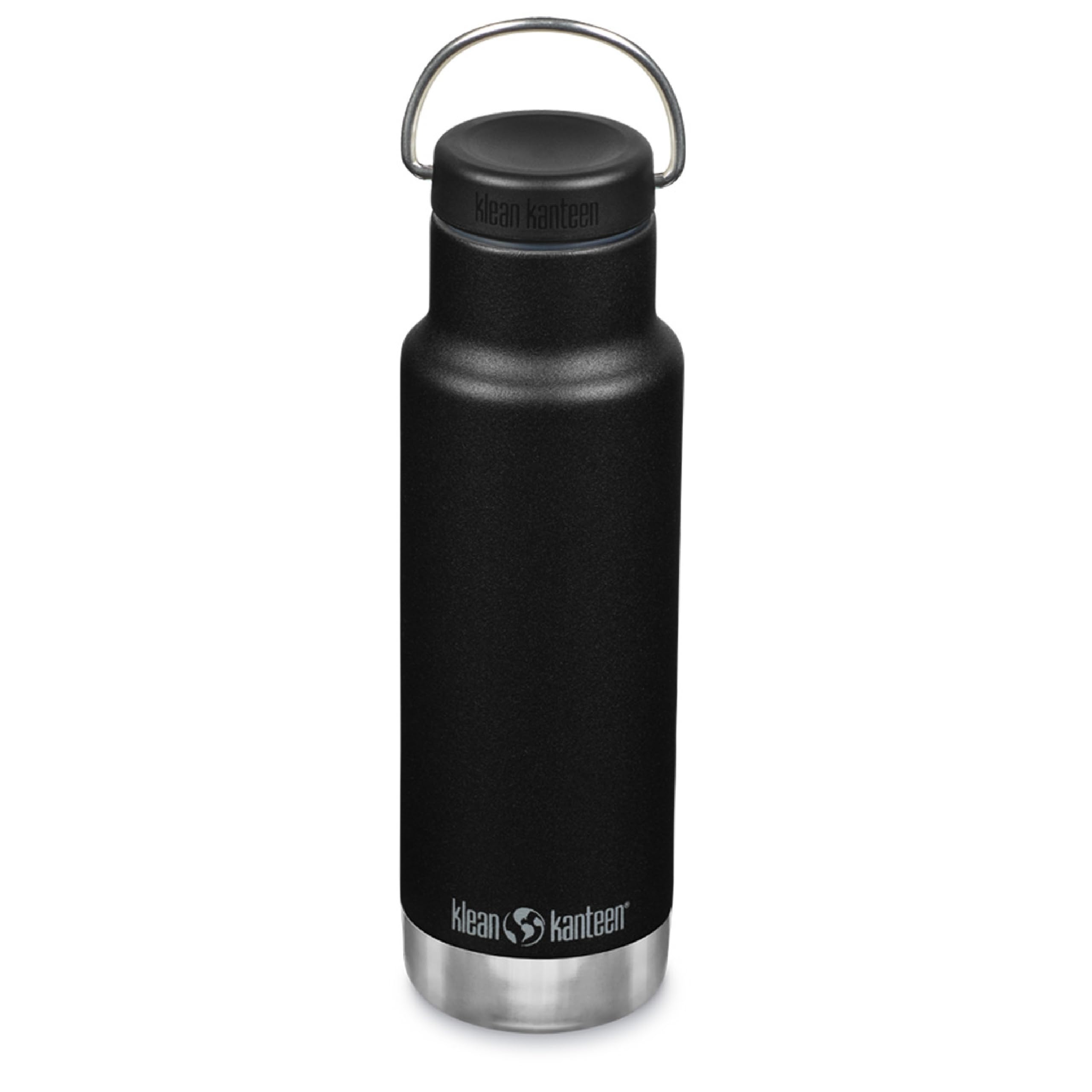 Klean Kanteen Classic Insulated Water Bottle with Loop Cap - Stainless Steel Drinking Bottle for Hot & Cold Beverages - Dishwasher-Safe Travel Bottle - Black, 12 oz