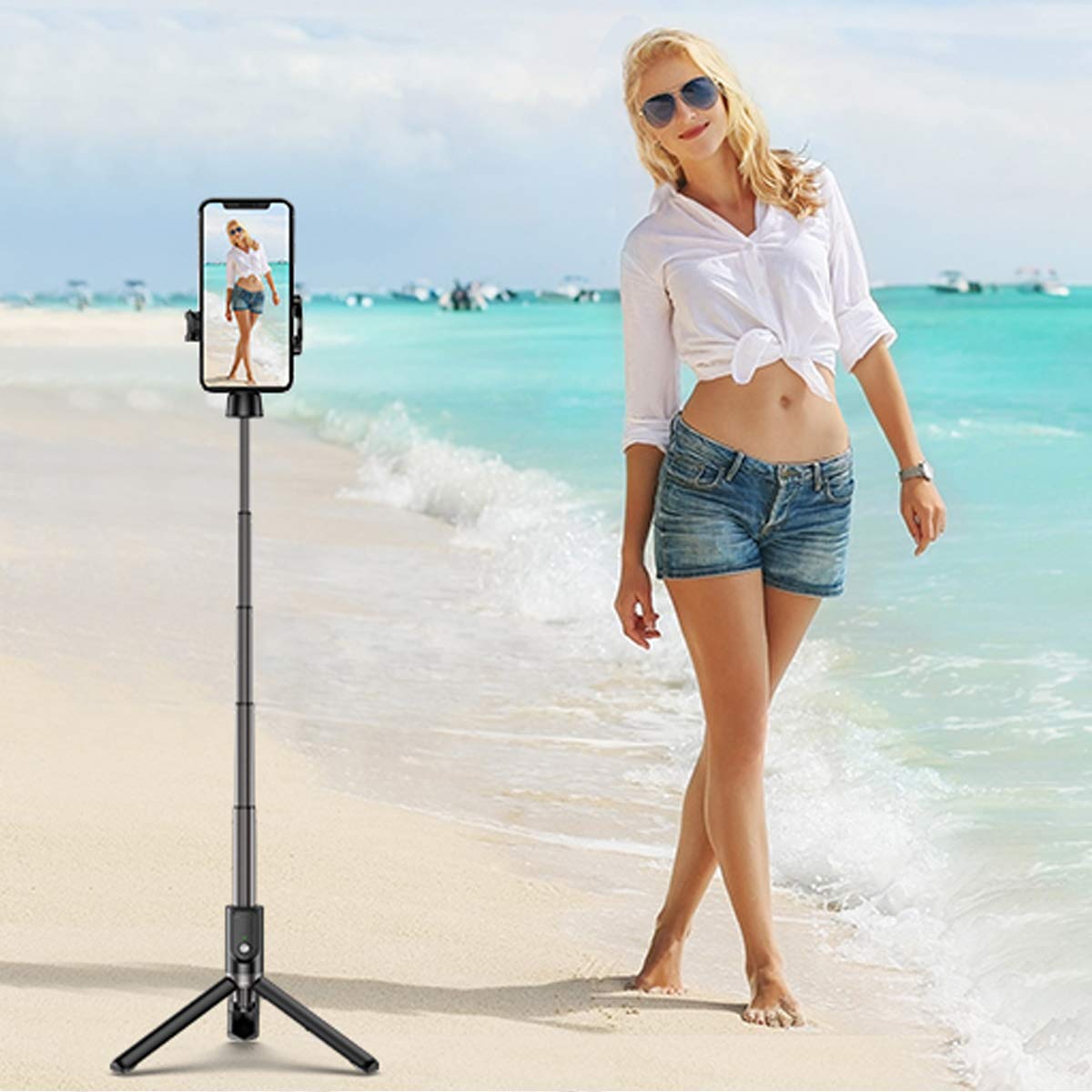 Bluetooth Selfie Stick Tripod, Mini Extendable Phone Tripod Stand with Detachable Wireless Remote 360° Rotation for iPhone 11/11 Pro/XS Max/XS/XR/X/8/7/6s/6 Plus, Samsung Galaxy S10/S9/Note, Huawei