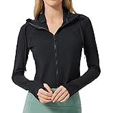 altiland Lightweight Workout Hooded Jacket for Women, UPF 50+ Cropped Full Zip Athletic Gym Running Jackets with Thumb Holes