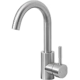 Comllen Wet Bar Sink Faucet, Brushed Nickel, Lead-Free 304 Stainless Steel, 360° Swivel, Single Handle, Small Prep Sink Faucets with Deck Plate for RV Outdoor Laundry Vanity Lavatory