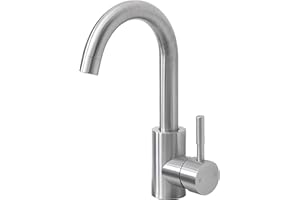 Comllen Wet Bar Sink Faucet, Brushed Nickel, Lead-Free 304 Stainless Steel, 360° Swivel, Single Handle, Small Prep Sink Faucets with Deck Plate for RV Outdoor Laundry Vanity Lavatory
