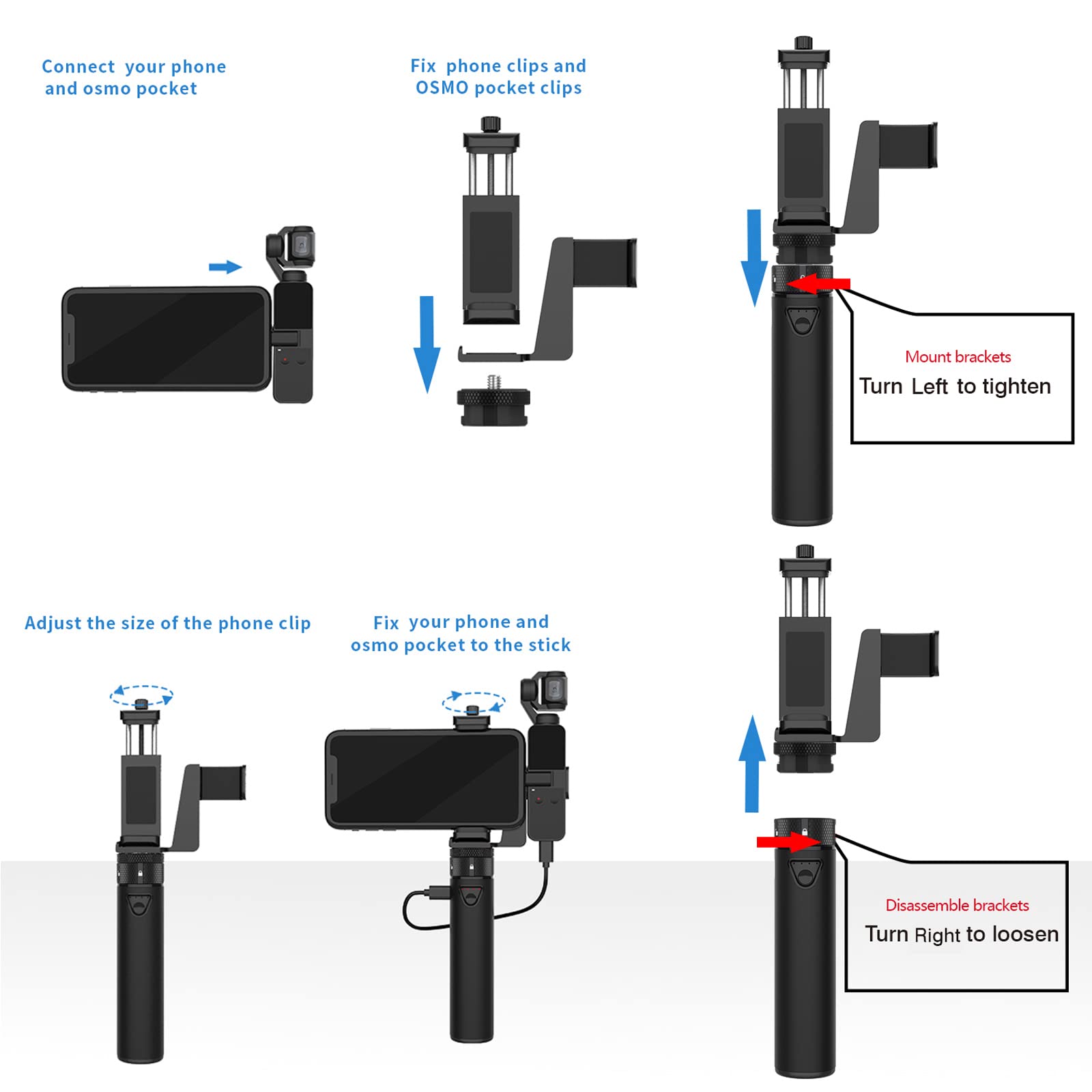 Smatree Portable Osmo Pocket 2 PowerStick(PowerBank) Compatible for DJI Osmo Pocket 2/ Pocket 1, Handheld Smartphone Holder Mount Pocket Bracket Set with Tripod for Osmo Pocket