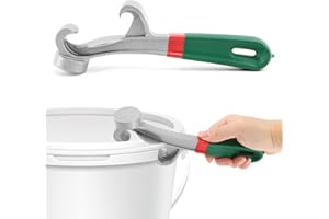 YOSINXU Bucket Opener Tool 5 Gallon, Upgraded Aluminum Paint Bucket Lid Opener Wrench with Non-Slip Rubber Handle Grip, Metal Can Lid Pail Remover Tool, Durable Pail