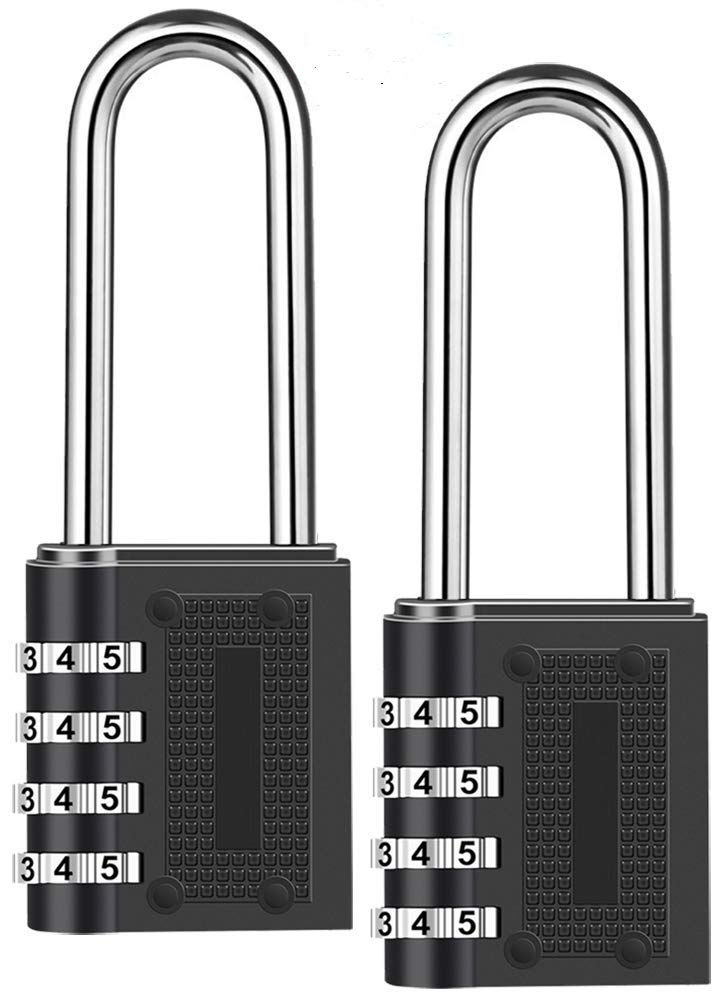 Combination Padlock Long Shackle Lock -BeskooHome 6.5cm Shackle Waterproof 4 Digit Resettable Combination Lock for School, Gym, Outdoor Shed Locker, Hasp Cabinet, Gate - 2 Pack