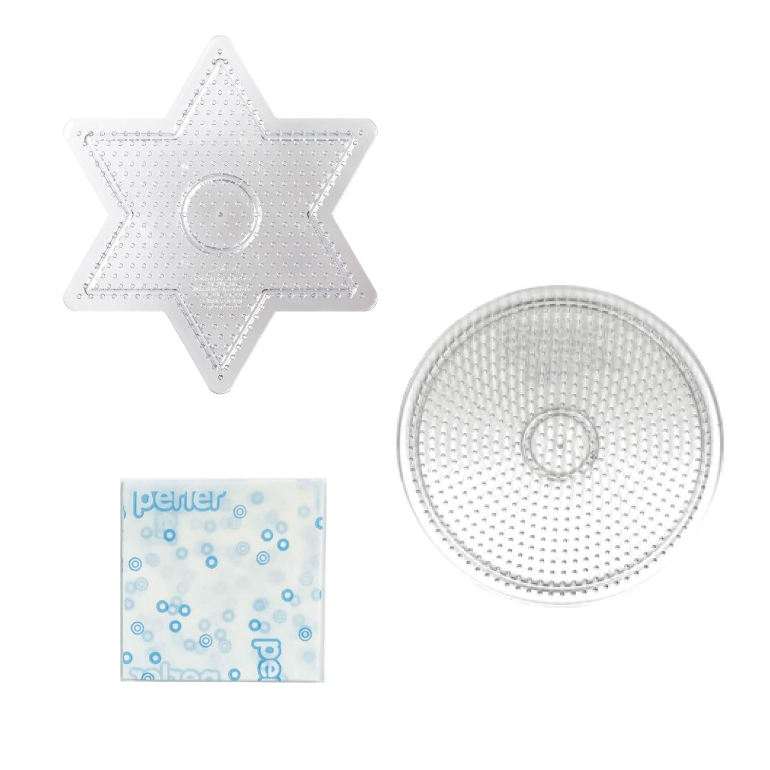 カワダ(Kawada) パーラービーズ プレートセット L 丸形と星形(透明) 5才以上 アイロンビーズ おもちゃ ホビー 80-30027 の商品画像