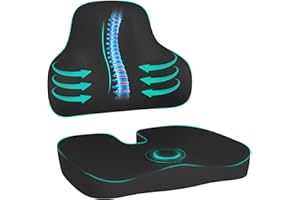 Cushion and Lumbar Support Pillow, Relief Pressure Seat Cusion for Office Chairs & Car Seat, Ergonomic Design Cusion for Tail