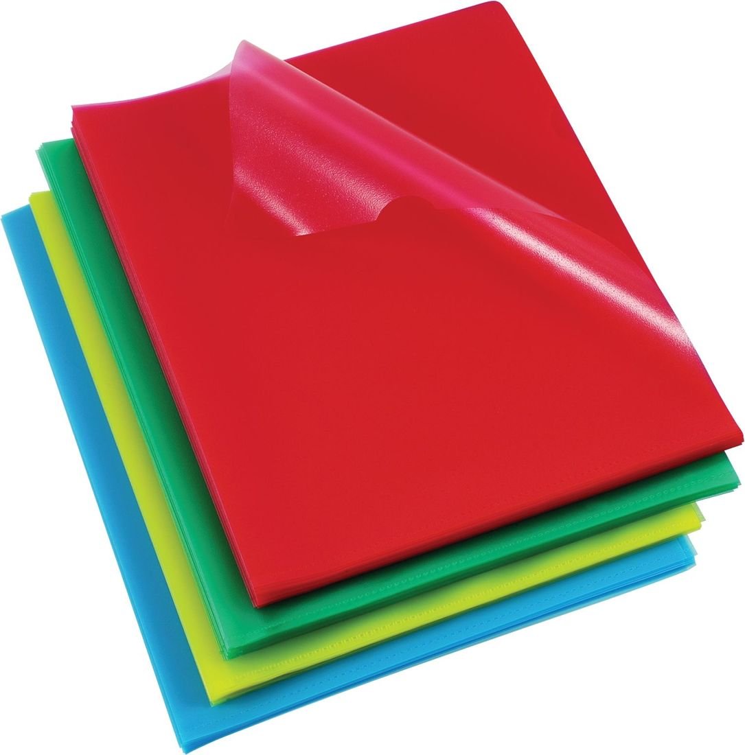 Rexel Quality A4 Document Folder, Assorted Colours, Embossed, 115mic, Cut Flush, Pack of 100, 12216AS