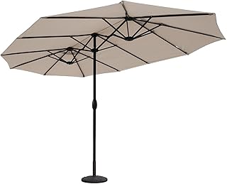 Sekey® 270 × 460 cm Aluminium Doppelsonnenschirm Marktschirm Gartenschirm Terrassenschirm Sonnenschutz UV50+ Taupe