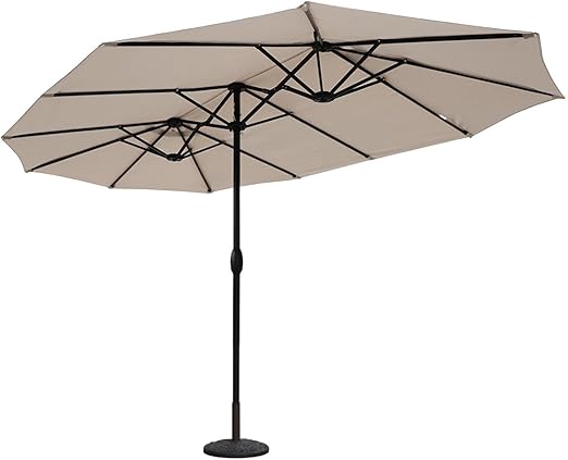 Sekey Parasol De Jardin Double En Aluminium 270 460 Cm Protection Solaire Uv50 Taupe Amazon Fr Jardin