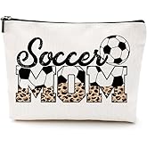 Funny Soccer Mom Soccer Mom Essentials Mothers Day Makeup Bag Mom Gifts from Daughter Leopard Print Cosmetic Bag for Women Her Mom Mommy Mama Friend Sister Soccer Team Player Christmas Birthday Gifts