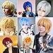 Anime Cosplay Synthetic Full Wig with Bangs 20 Styles Short Layered Fluffy Hair Oblique Fringe Full Head (Light Blue)