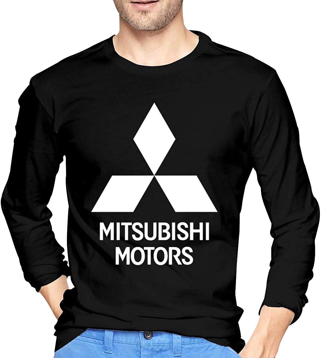 NAnihidf Man Ultra Soft Printing with Mitsubishi-Motors Logo Long Sleeve T-Shirt