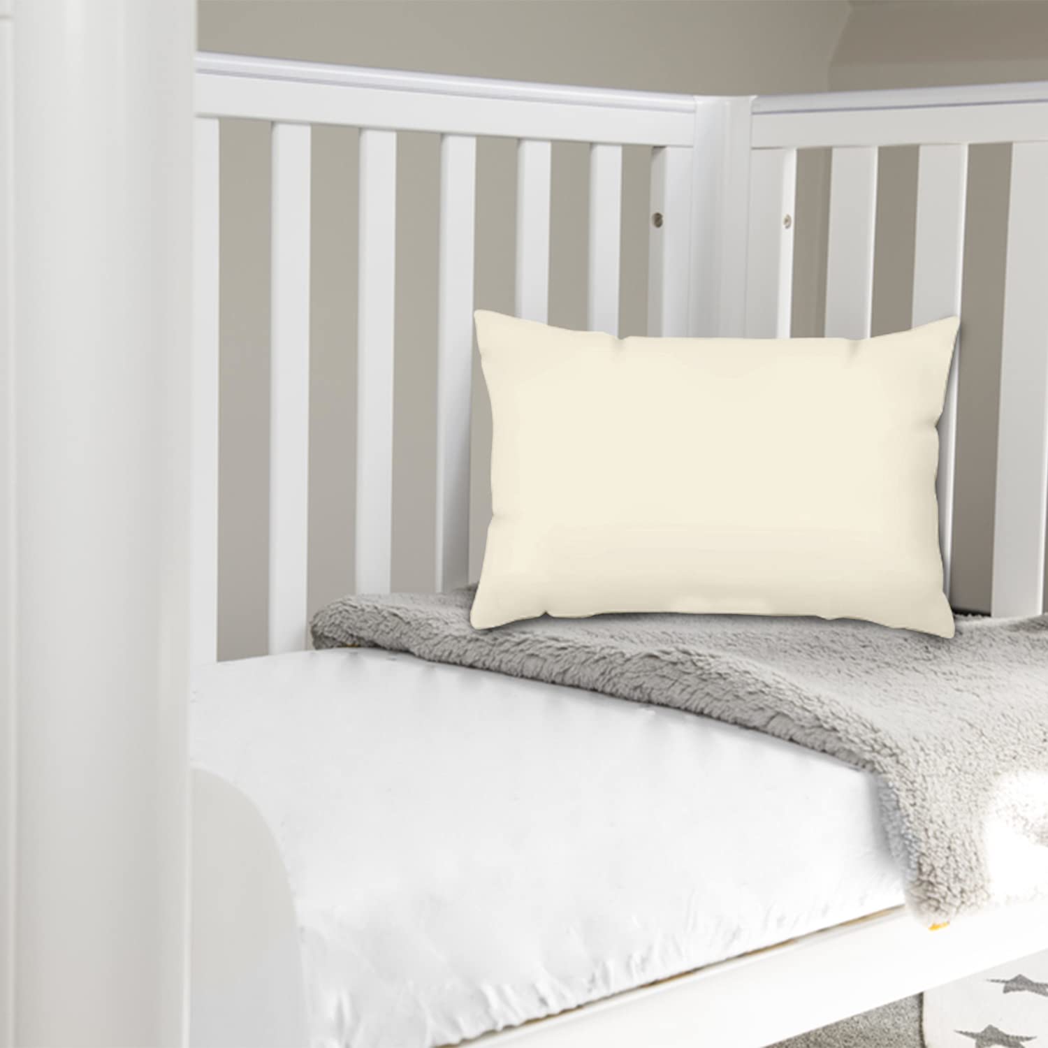 Pizuna Crib Pillow Cover 40x60cm New Ivory, 2pc 400 Thread Count 100% Long Staple Cotton Highly Breathable Sateen Weave Baby Toddler Pillow Cases For Boys And Girls By