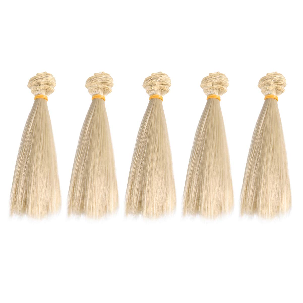 Milisten 5pcs Doll Hair Wefts Doll Toy Making Wigs DIY Doll Figure Straight Hair Wigs Handmade Doll Crafts 15cm (Dark Khaki)