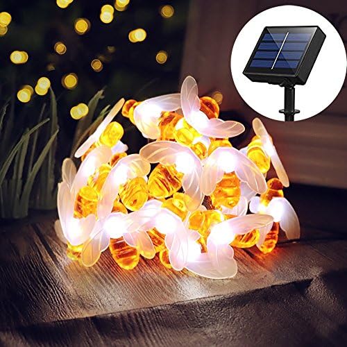 Solar Powered Honeybee String Lights, 30LED 21FT Starry Lights, 8 Modes Fairy Decorative Lights for Outdoor, Gardens, Patio