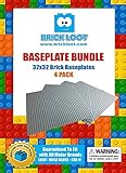 4 Pack LEGO Compatible Baseplates - Gray 32x32 by Brick Loot