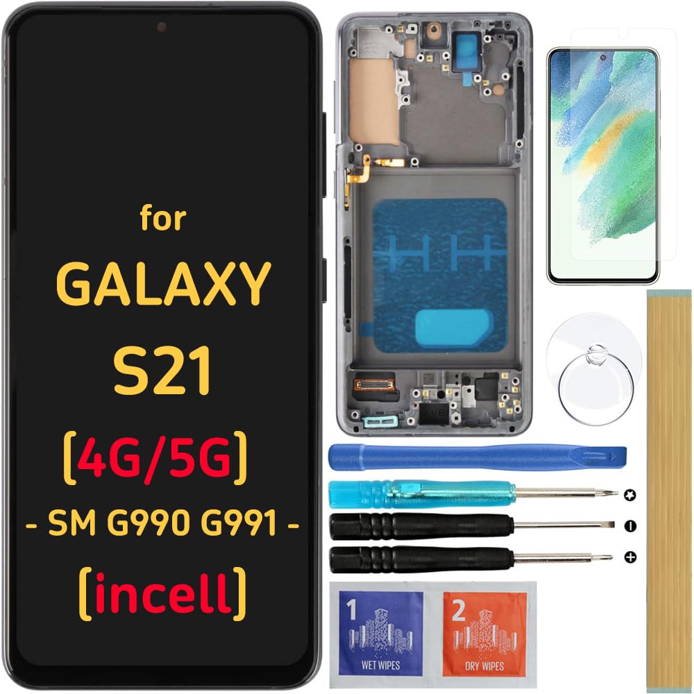 Photo 1 of Incell Screen Replacement LCD Display Touch Digitizer Assembly for Samsung Galaxy S21 4G / 5G G990 G991 SM-G991 SM-G991B SM-G991U SM-G991W (No Fingerprint Function)