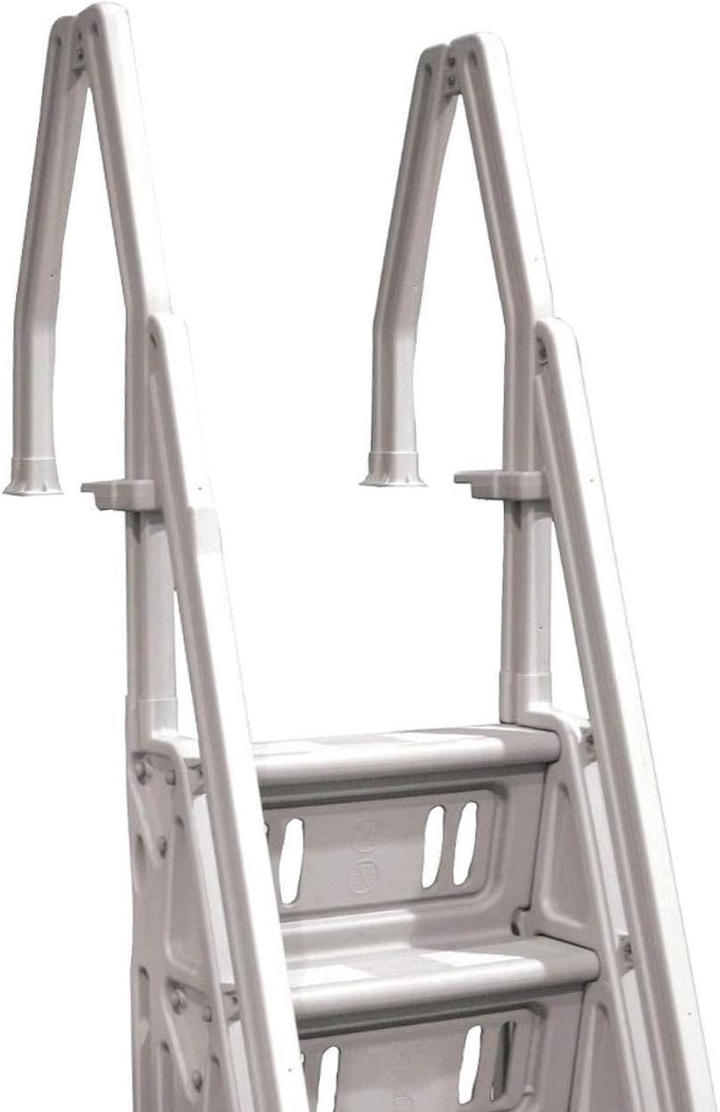Vinyl Works Deluxe Adjustable 24 Inch in-Pool Step Ladder Entry System for Above Ground Swimming Pools, Taupe : Swimming Pool Ladders : Garden & Outdoor