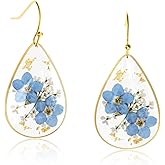Pressed Wildflower Earrings Pressed Flowers Earring Drop Dangle Earring Dry Flower Real Flower Earrings