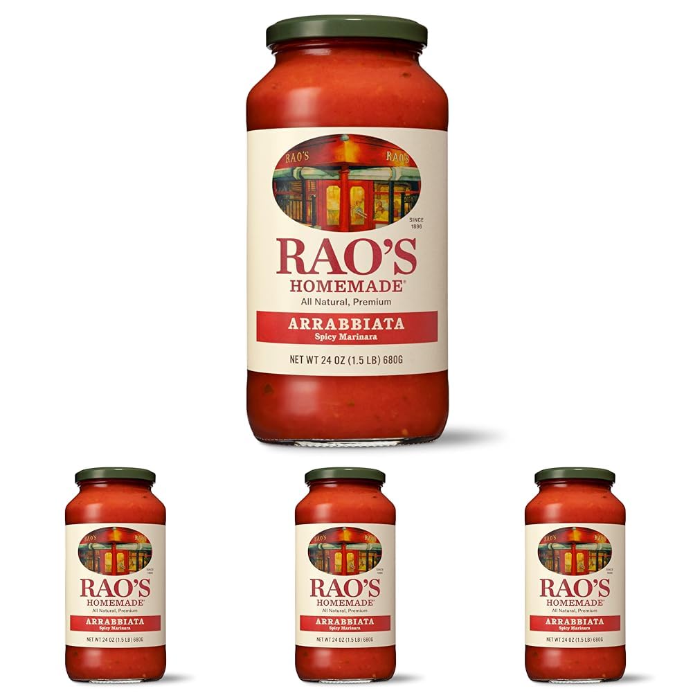 Rao's Homemade Arrabbiata Sauce, 24 oz, Tomato Sauce, Spicy, All Purpose, Keto Friendly Pasta Sauce, Premium Quality Tomatoes from Italy and Crushed Red Pepper (Pack of 4) Image