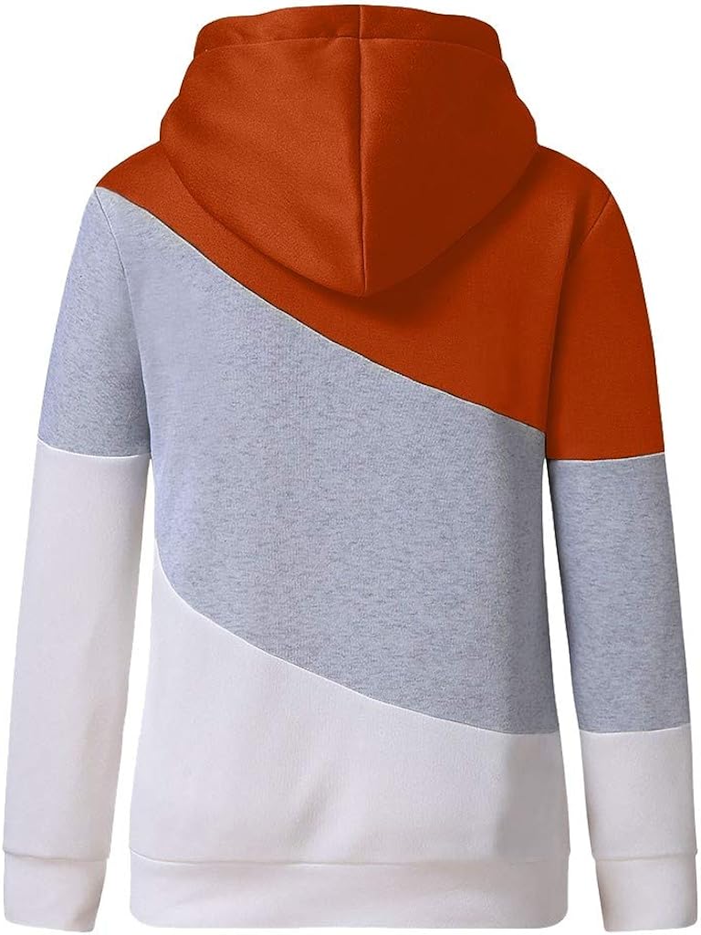 VEKDONE Women Plus Size Cowl Neck Color Block Striped Tunic Sweatshirt Drawstring Loose Hoodie Pullover Casual Tops: Clothing