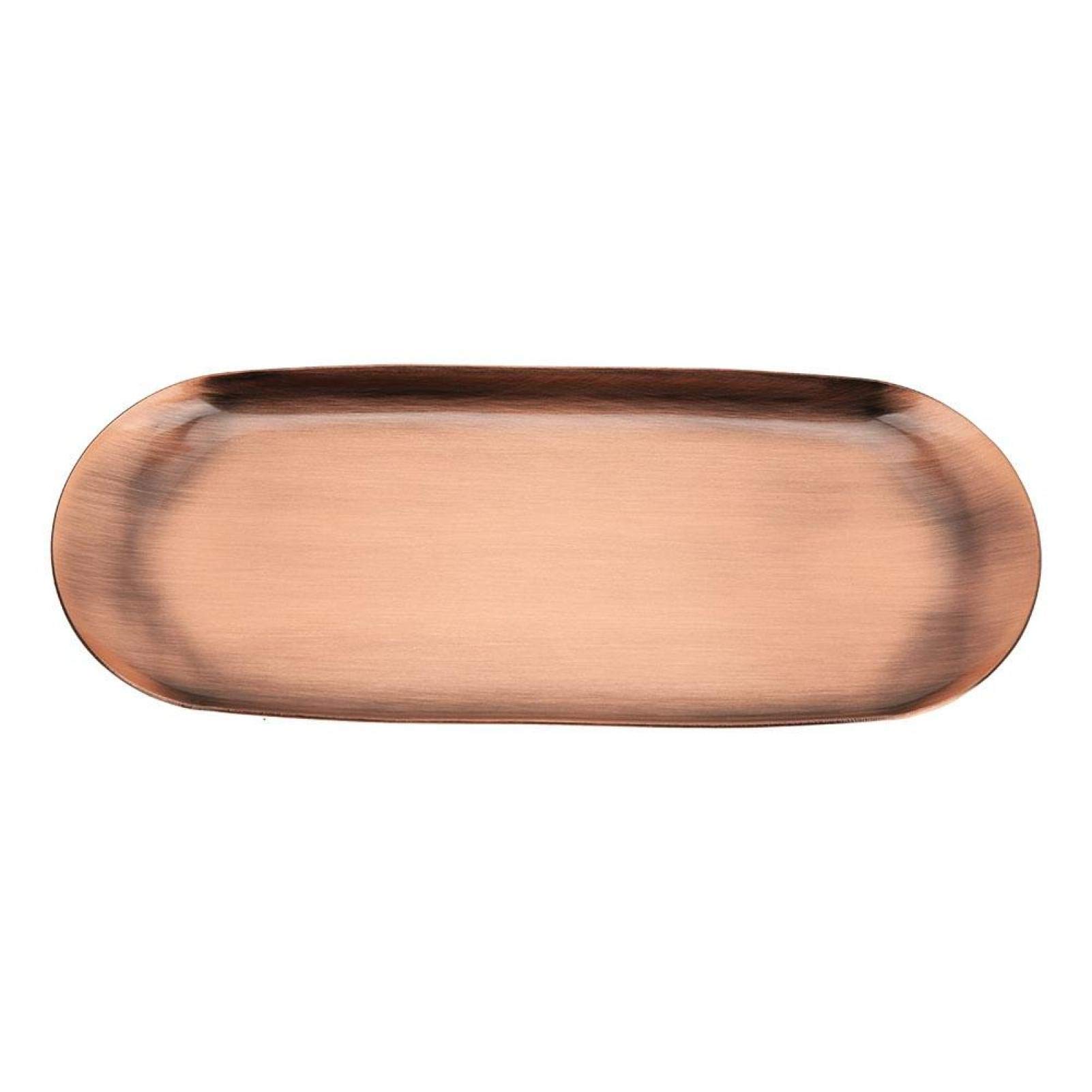 Oval Stainless Steel Jewelry Tray, Trinket Candle Trays for Living Room Makeup Cosmetic Tea Bag Holder Dish Storage Organizer Table Decorative Retro Red Kitchen Bathroom Vanity (Red Copper)