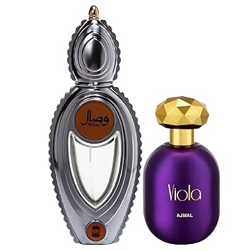 Ajmal Wisal EDP Floral Musky Perfume 50ml for Women and Viola EDP Fruity Floral Perfume 75ml for Women + 2 Parfum Testers FREE