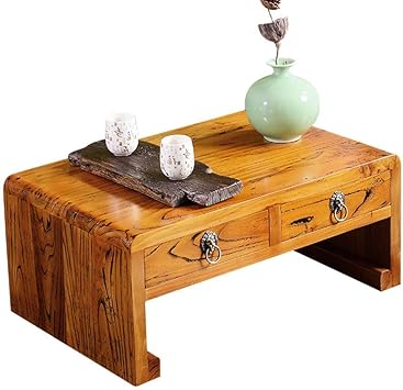 qazxsw Mesas de Centro Olmo Viejo con cajón Mesa de té Mesa pequeña de
