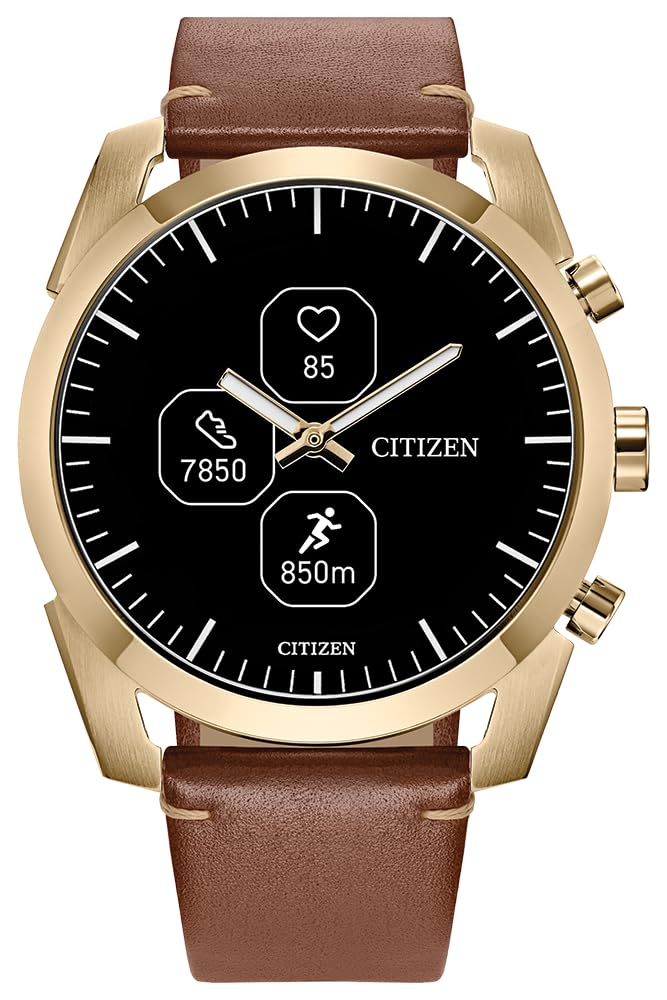Citizen CZ Smart PQ2 42mm Hybrid Gold Smartwatch with YouQ wellness app featuring IBM Watson® AI and NASA research, Bluetooth, HR, Activity Tracker, 18-day battery life