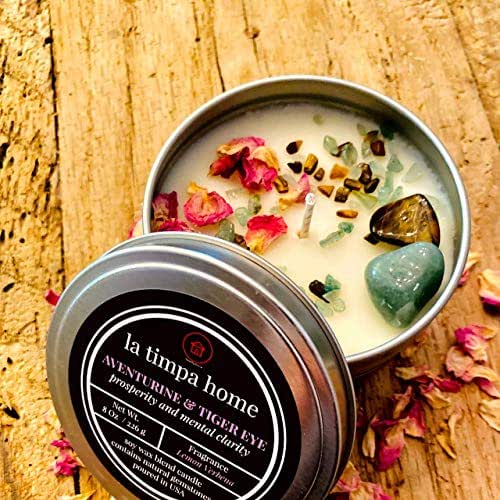 Intention Candle, Prosperity and Mental Clarity, Gemstones