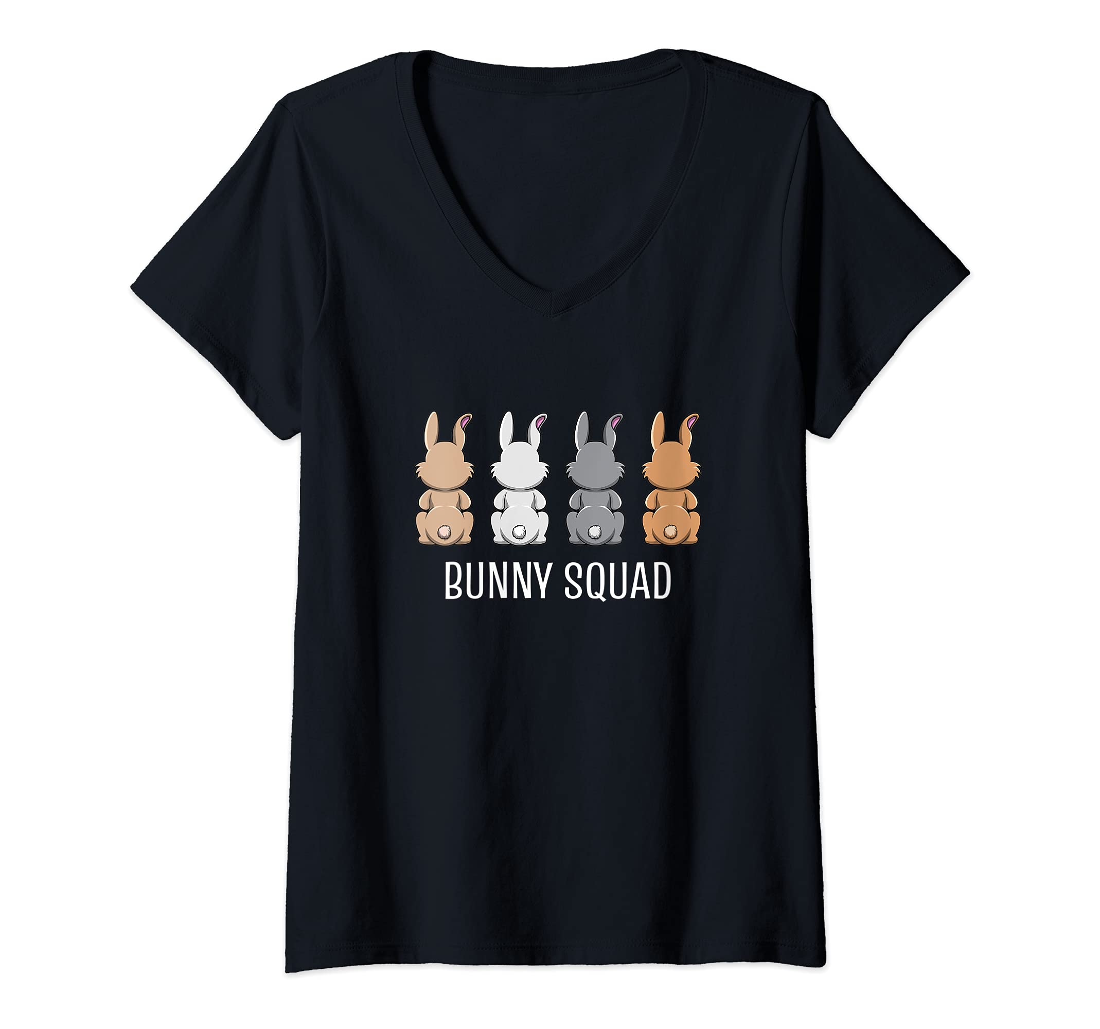 Womens Bunny Squad Ironic Rabit Team Pet V-Neck T-Shirt