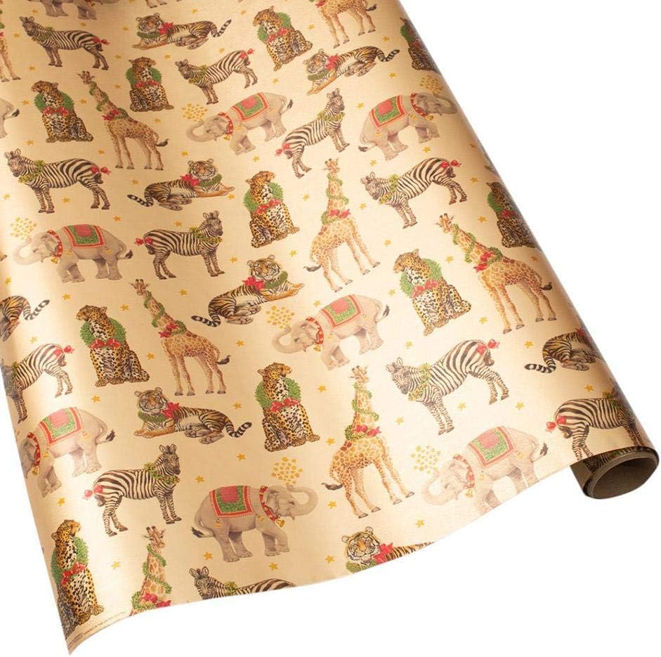 Caspari Wild Christmas Continuous Gift Wrapping Paper Roll, 2.45Meter