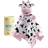 MOVEPAI Baby Security Blanket, Soft Baby Lovey Toy Blanket for Girls, Snuggle Toy Lovie Newborn Gift, Stuffed Animals Cow 16 Inch