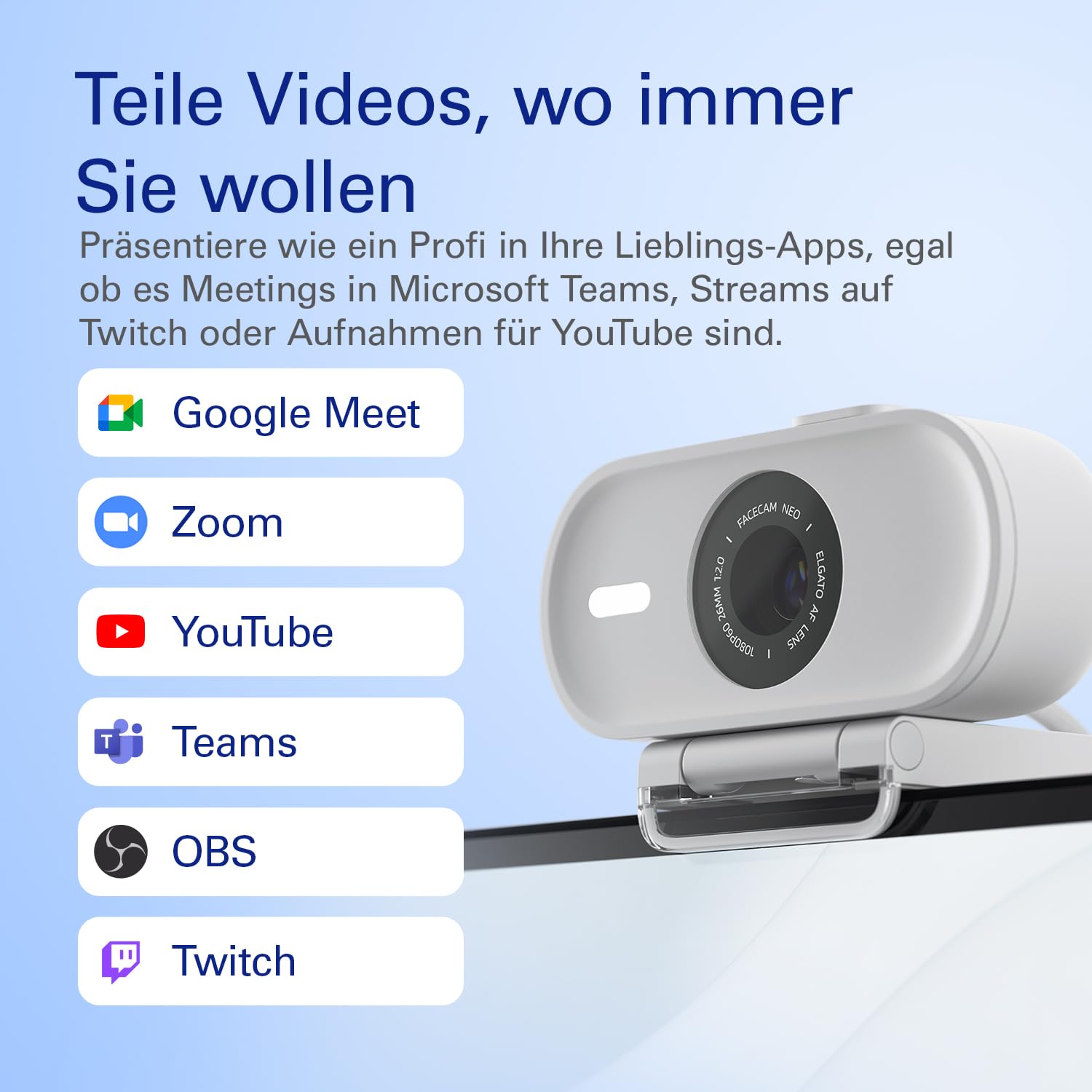 Elgato Facecam Neo, Full-HD-Webcam mit Sichtschutz 4