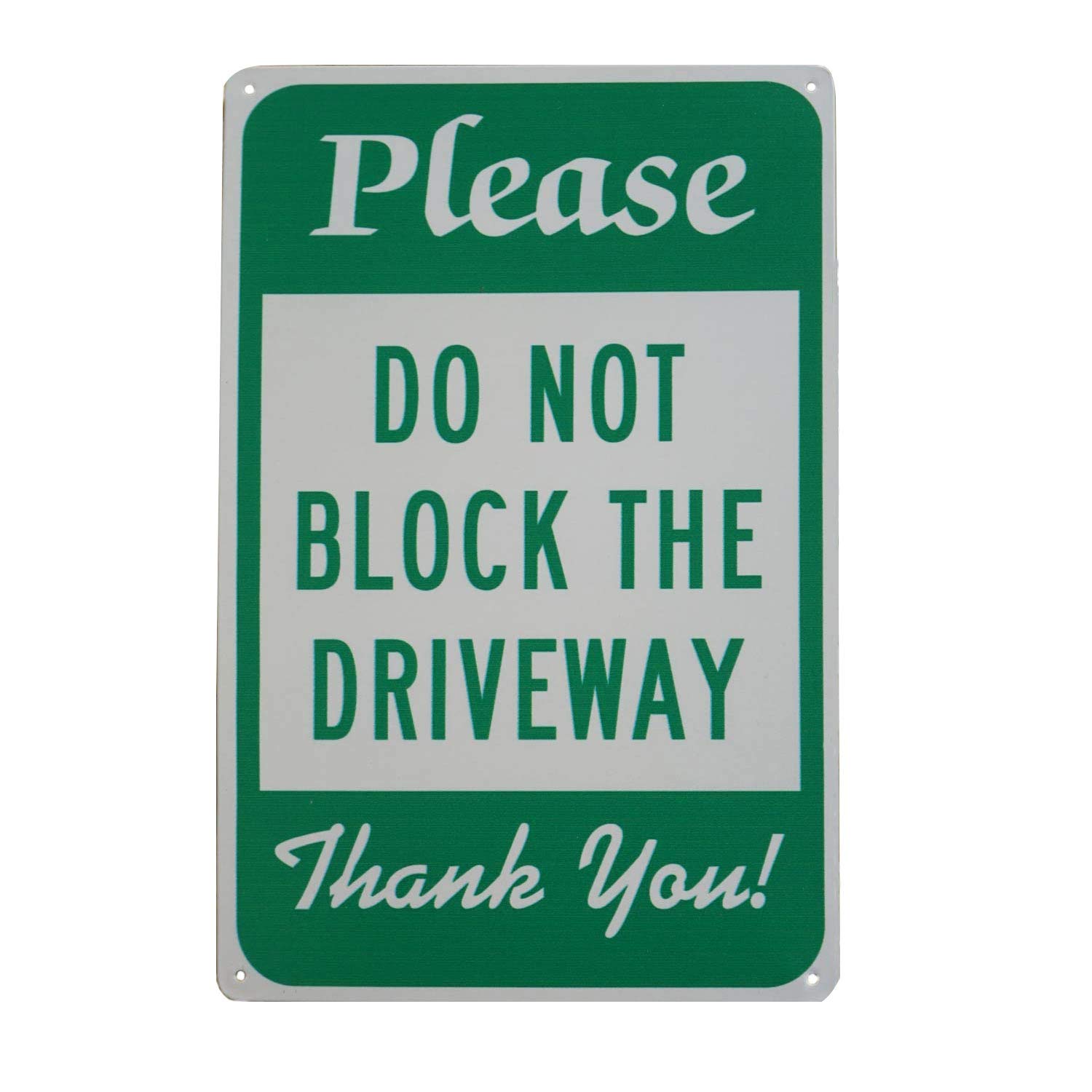 Monifith Please Do Not Block The Driveway Thank You Parking Sign Metal Signpost Green Sings 8x12 Inch