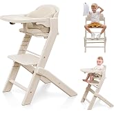 Obee Odee Fully Washable Baby High Chair for Babies and Toddlers(Beige) | Growth High Chair for Toddlers from 6 Months to 220 Lb, Convertible High Chair with Soft Cushion, Adjustable Seat &amp; Tray