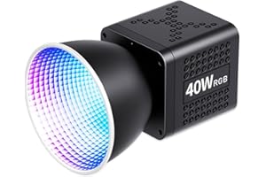 Mingzhe 40W RGB LED Video Light Portable COB Photography Light High Brightness Adjustable Color Temperature for Vlog Live Str
